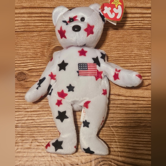 Ty Beanie Baby Glory Star Patriotic Bear Stuffed Animal Red White… - Picture 3 of 7